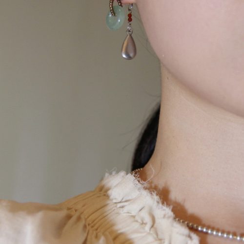 Chinoiserie NaturalJadeHoopBeadedDropEarrings6