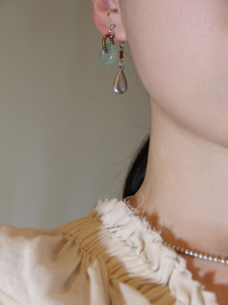 Chinoiserie NaturalJadeHoopBeadedDropEarrings6