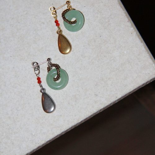 Chinoiserie NaturalJadeHoopBeadedDropEarrings7