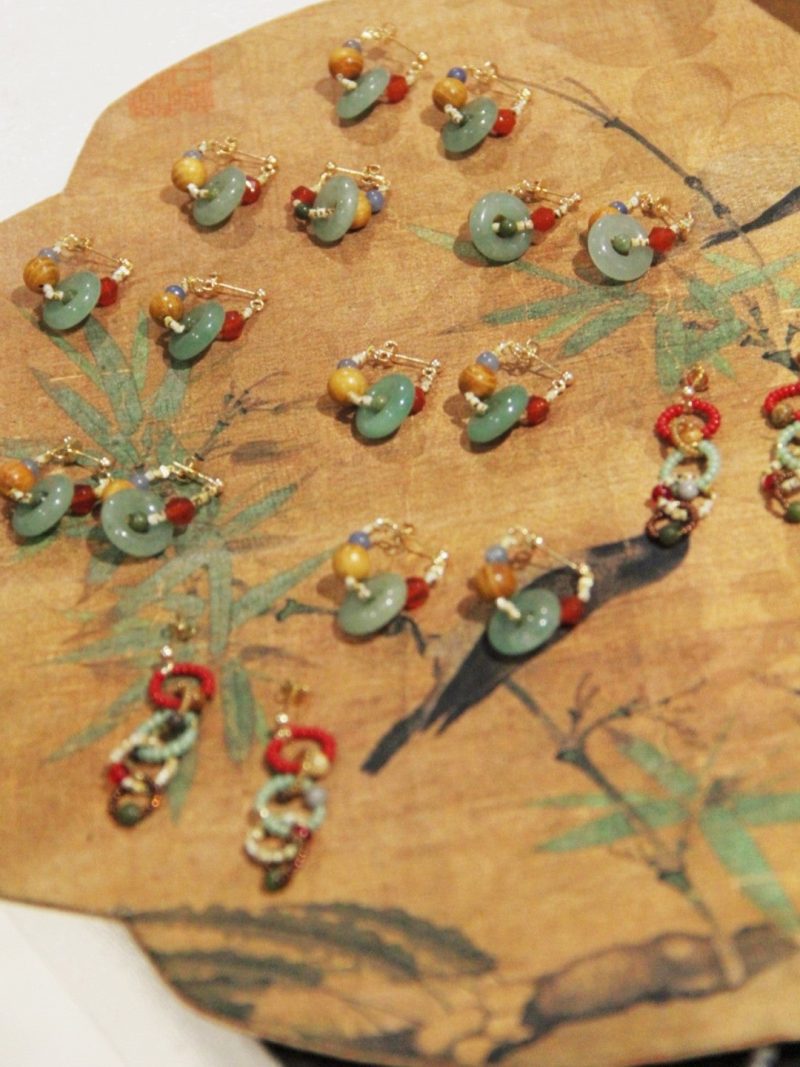 Chinoiserie NaturalJadeHoopEarrings3