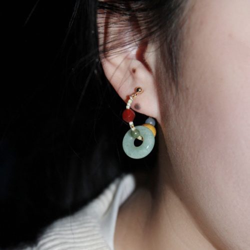 Chinoiserie NaturalJadeHoopEarrings6