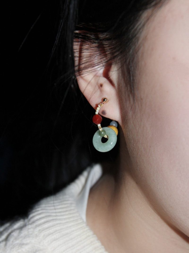 Chinoiserie NaturalJadeHoopEarrings6