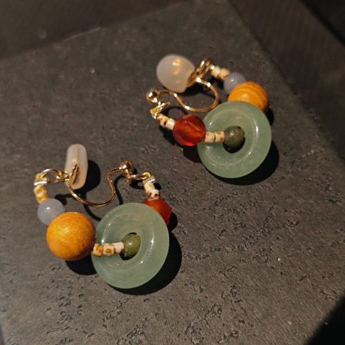 Chinoiserie NaturalJadeHoopEarrings8