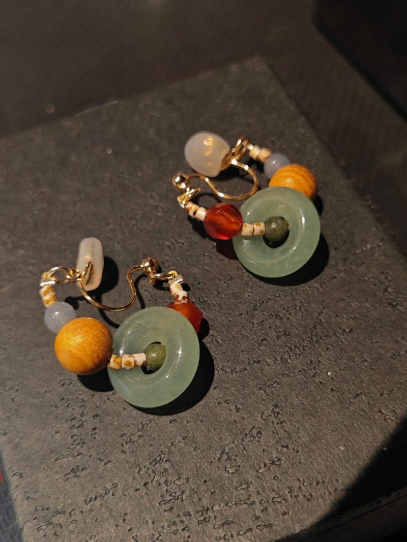 Chinoiserie NaturalJadeHoopEarrings8