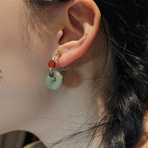 Chinoiserie NaturalJadeHoopEarrings9