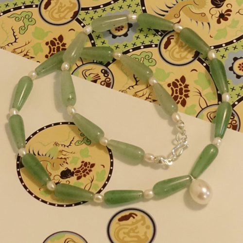 Chinoiserie NaturalJadePearlBeadedNecklace4