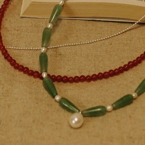 Chinoiserie NaturalJadePearlBeadedNecklace6