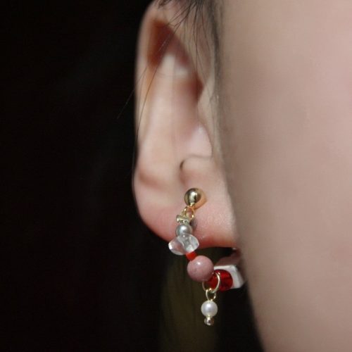 Chinoiserie NaturalJadePinkBalletGirlEarrings10