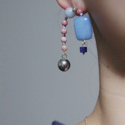 Chinoiserie NaturalJadePinkBlueBeadedDropEarrings3