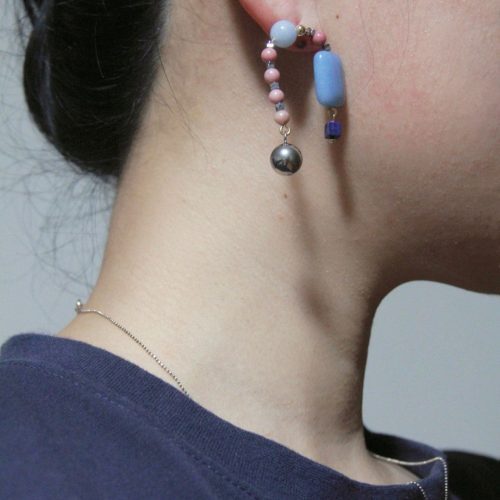 Chinoiserie NaturalJadePinkBlueBeadedDropEarrings4