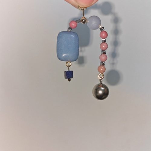 Chinoiserie NaturalJadePinkBlueBeadedDropEarrings5