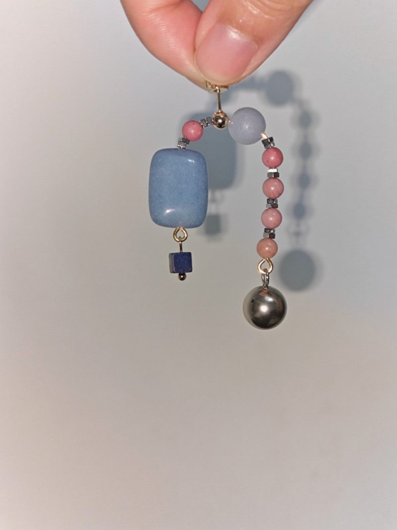 Chinoiserie NaturalJadePinkBlueBeadedDropEarrings5