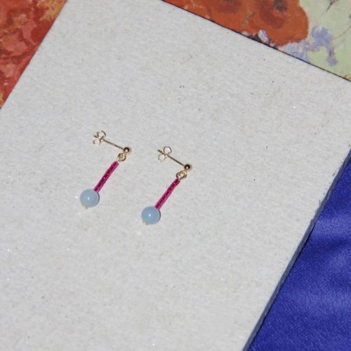 Chinoiserie NaturalJadePinkBlueMiniBeadedEarrings4