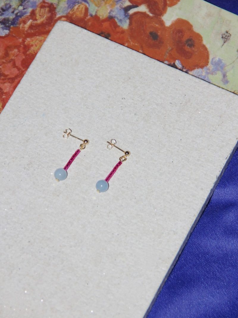 Chinoiserie NaturalJadePinkBlueMiniBeadedEarrings4