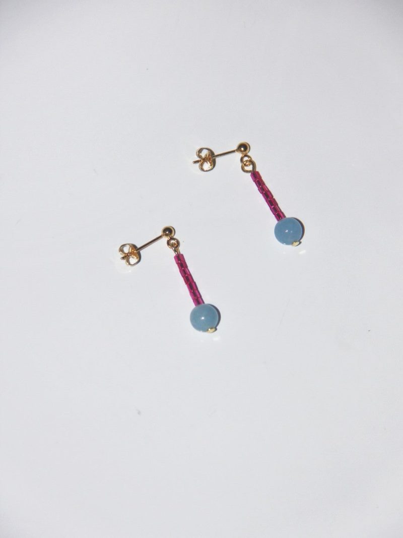 Chinoiserie NaturalJadePinkBlueMiniBeadedEarrings6