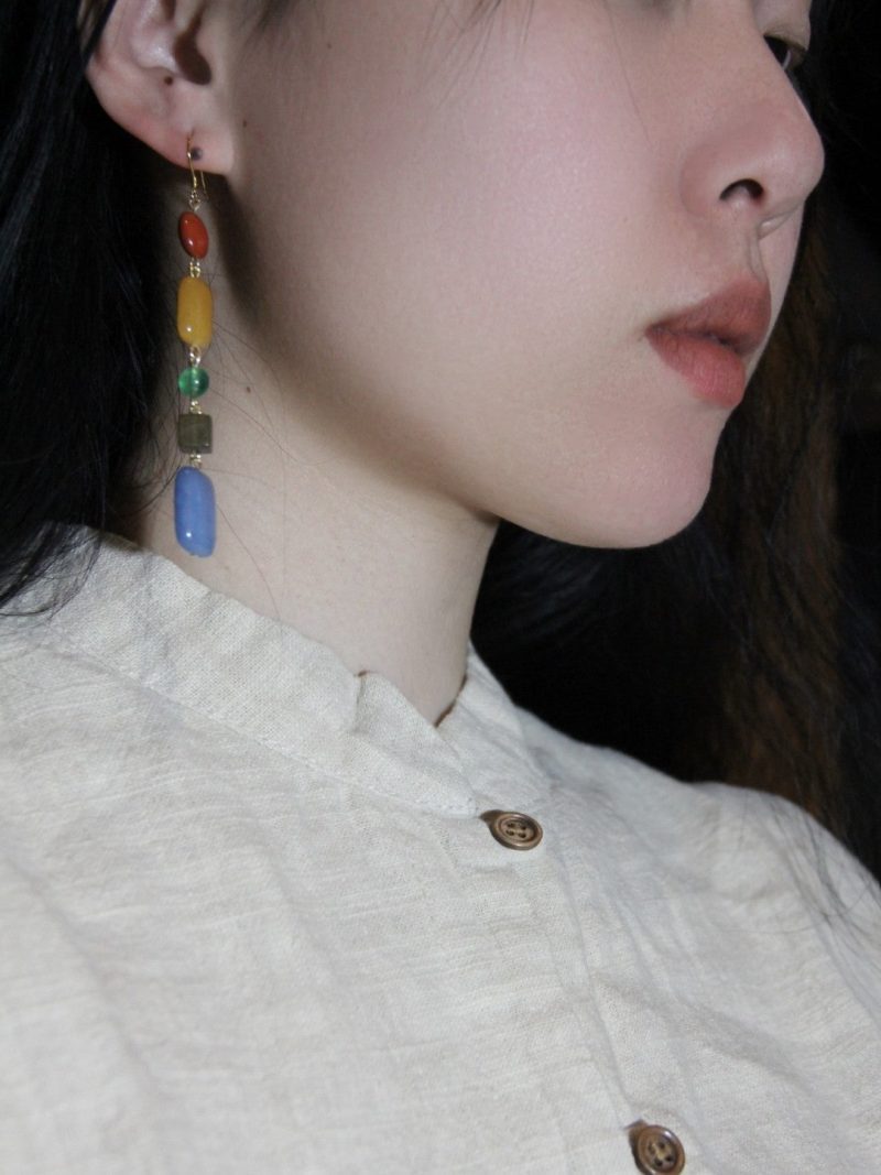 Chinoiserie NaturalJadeRainbowCandyDropEarrings7