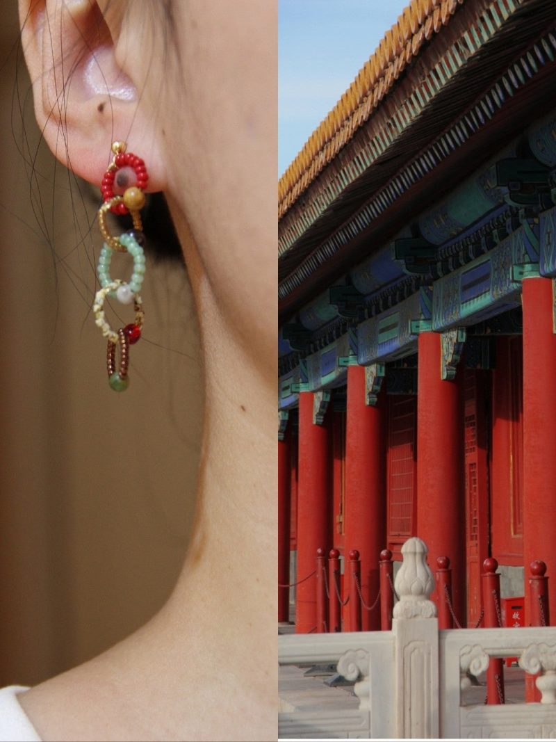 Chinoiserie NaturalJadeRedEarrings4