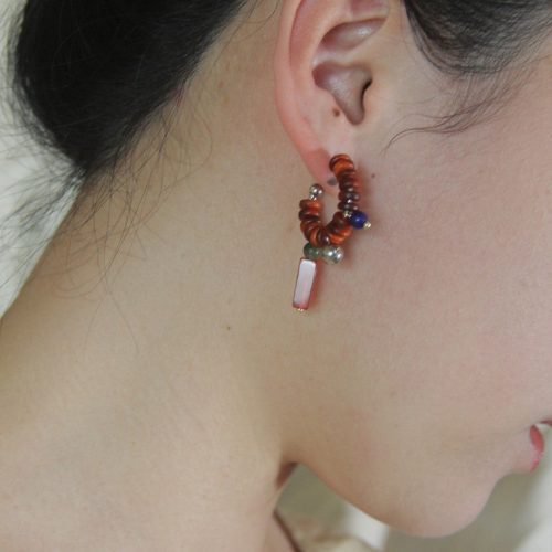 Chinoiserie NaturalJadeSandalwoodBeadedHoopEarrings4