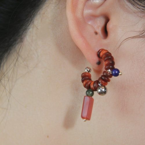 Chinoiserie NaturalJadeSandalwoodBeadedHoopEarrings9