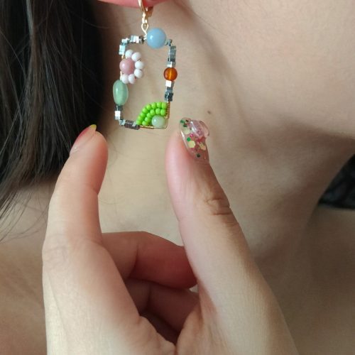 Chinoiserie NaturalJadeSquareEarrings10