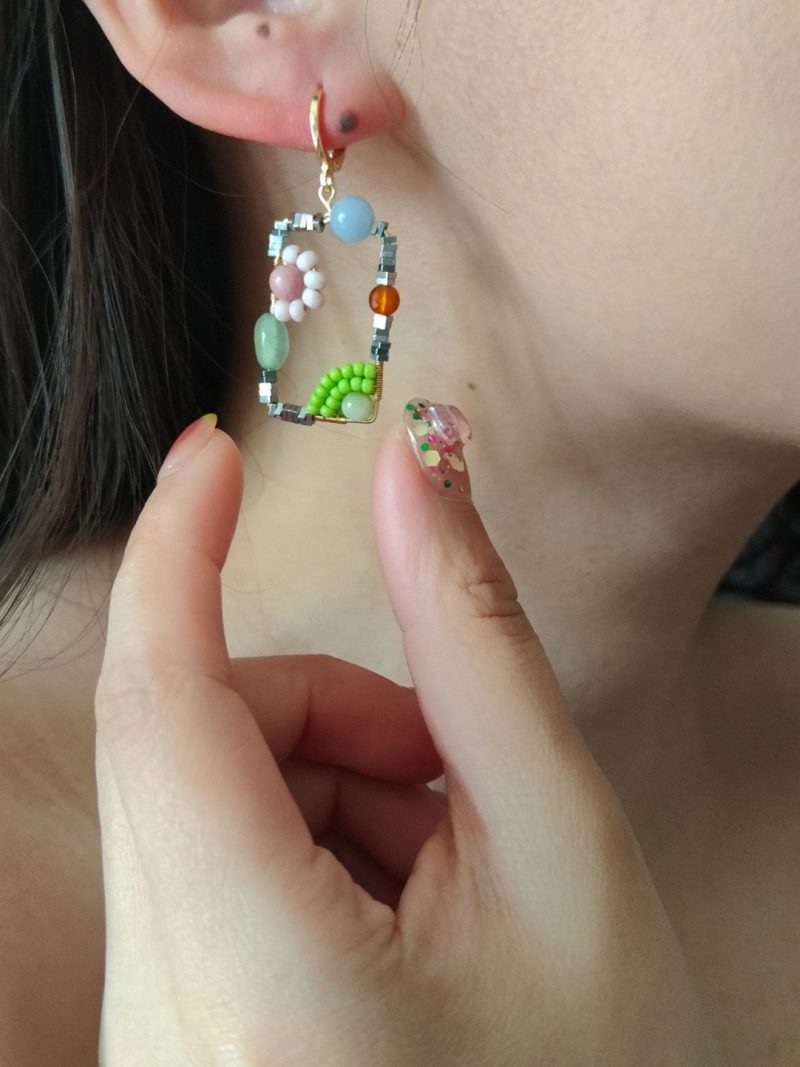 Chinoiserie NaturalJadeSquareEarrings10