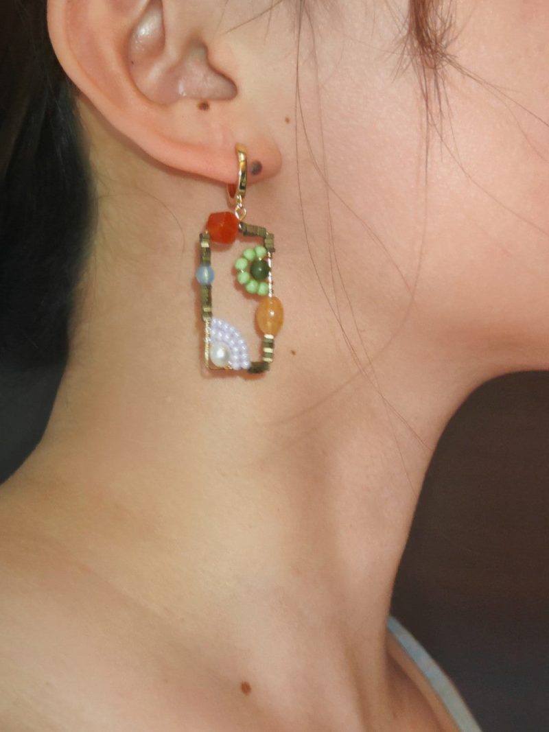 Chinoiserie NaturalJadeSquareEarrings3