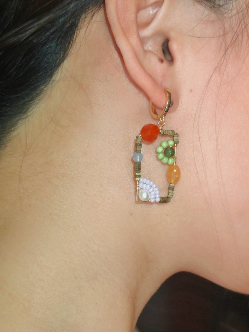 Chinoiserie NaturalJadeSquareEarrings5