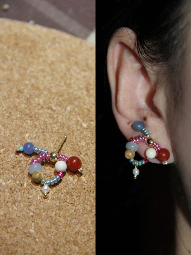 Chinoiserie NaturalJadeTwistedBeadedEarrings6