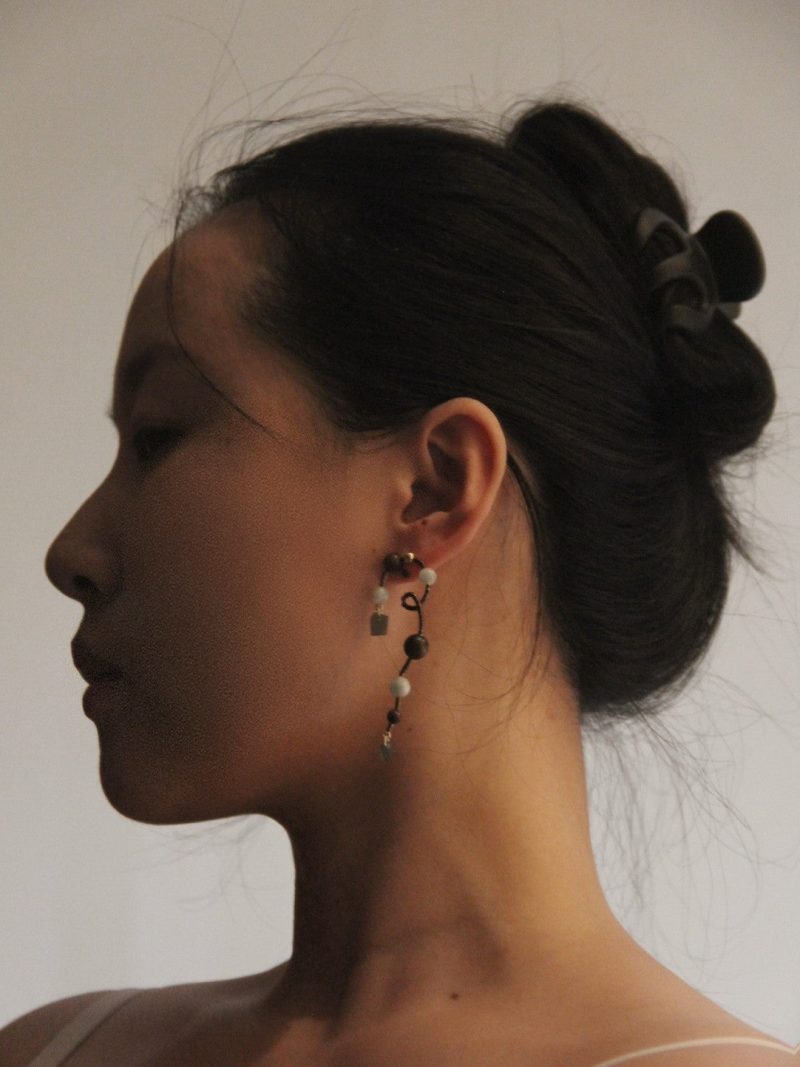 Chinoiserie NaturalJadeVineBeadedEarrings7