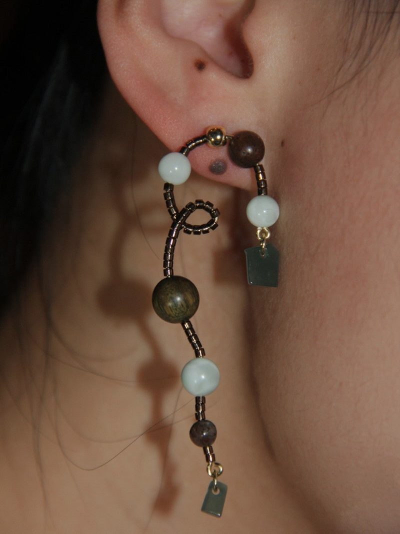 Chinoiserie NaturalJadeVineBeadedEarrings8