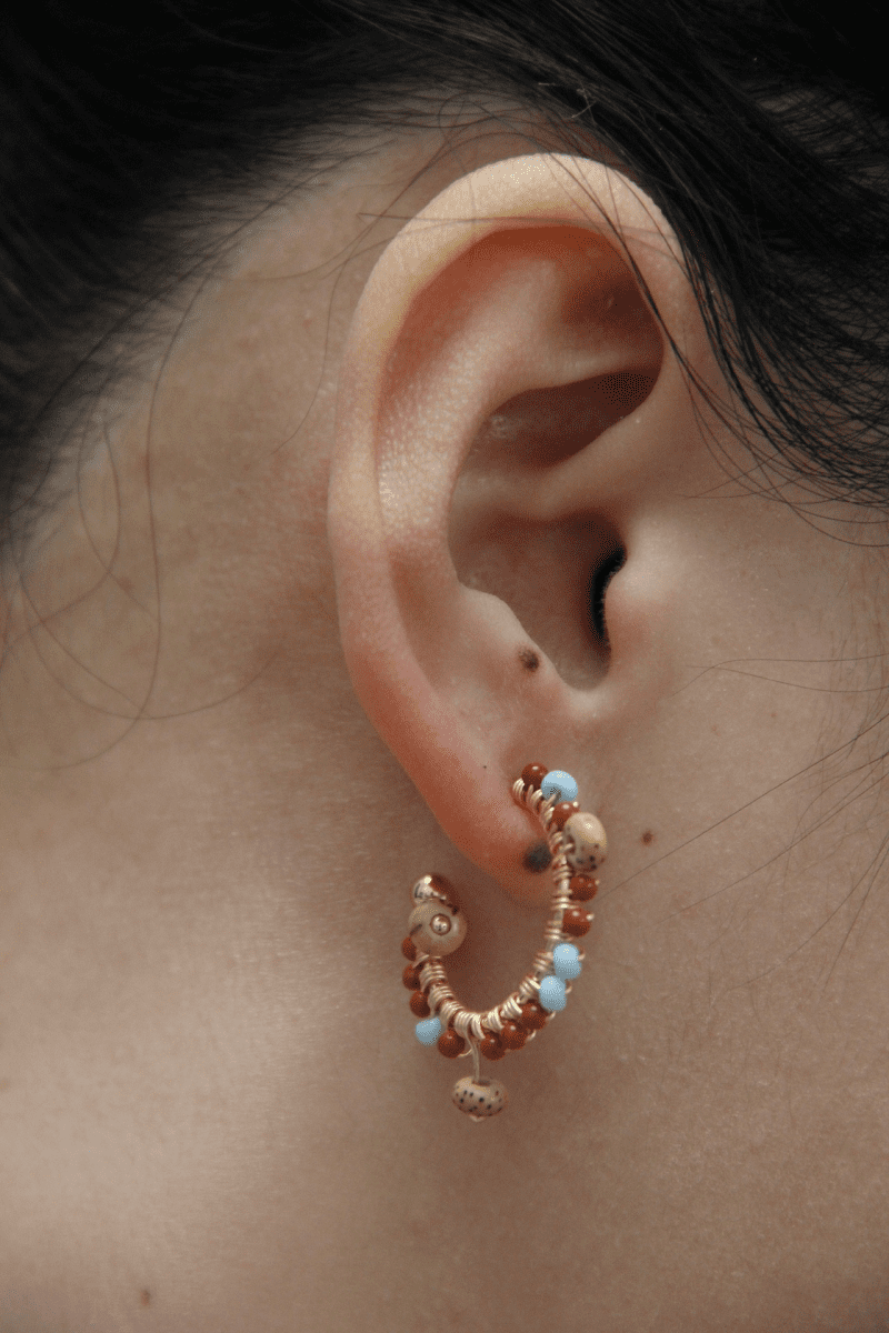 Chinoiserie NaturalRedAgateHoopEarrings1