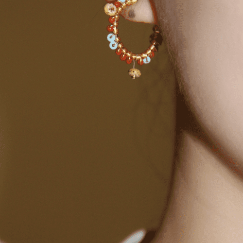 Chinoiserie NaturalRedAgateHoopEarrings2