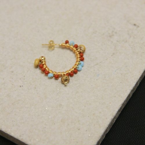 Chinoiserie NaturalRedAgateHoopEarrings5