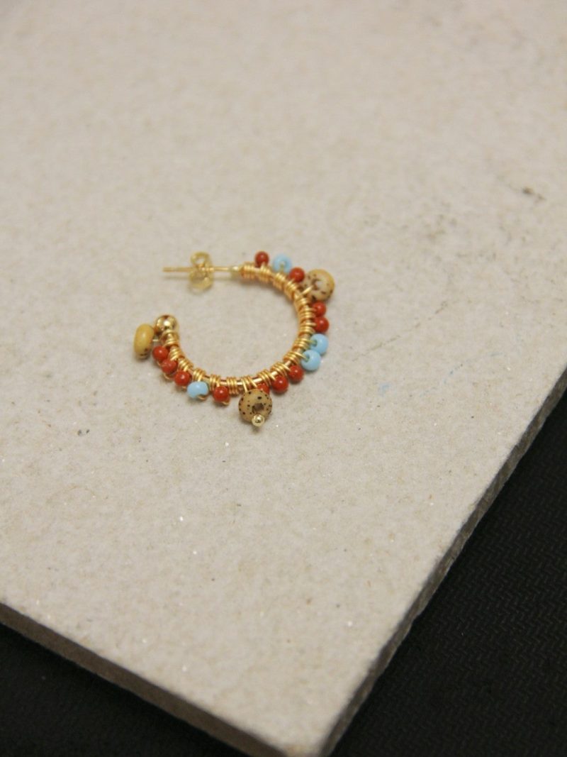 Chinoiserie NaturalRedAgateHoopEarrings5