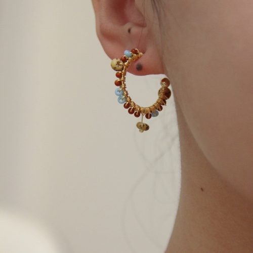 Chinoiserie NaturalRedAgateHoopEarrings6