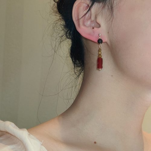 Chinoiserie NaturalSandalwoodDangleEarrings5