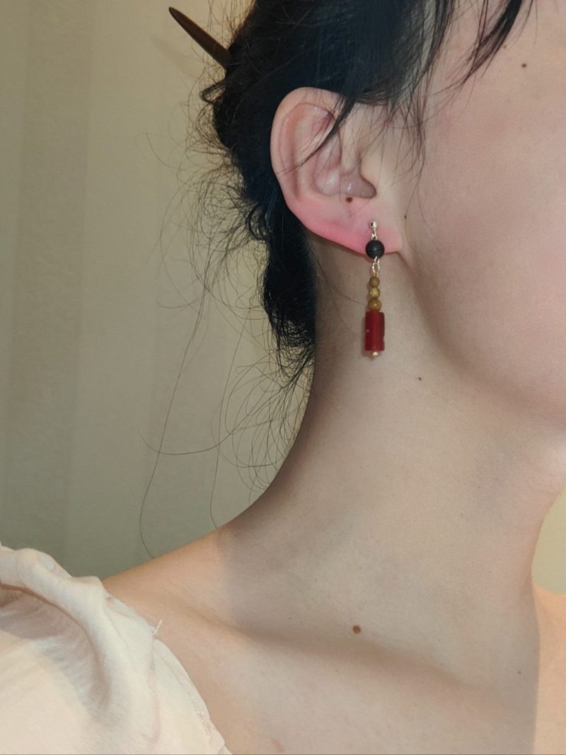 Chinoiserie NaturalSandalwoodDangleEarrings5