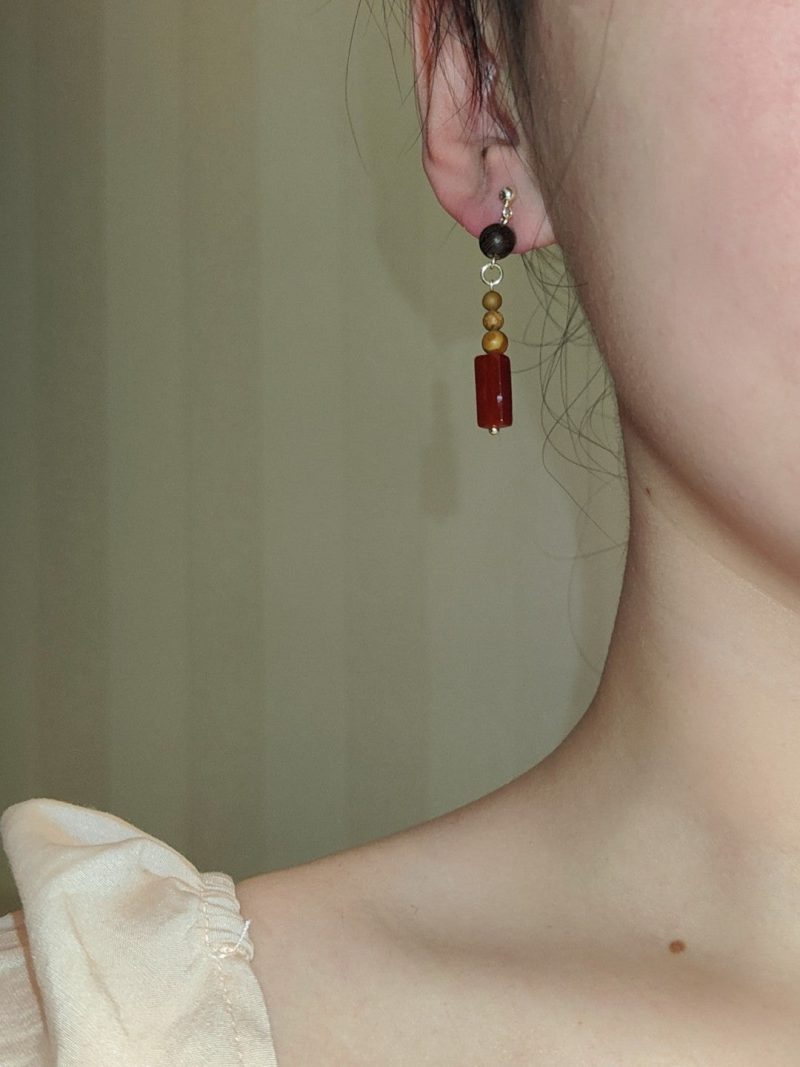 Chinoiserie NaturalSandalwoodDangleEarrings6