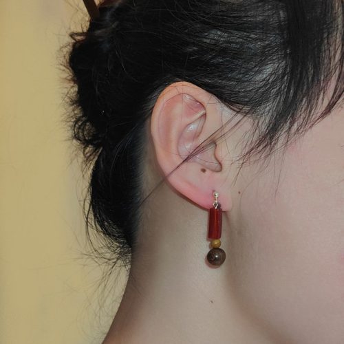 Chinoiserie NaturalSandalwoodDangleEarrings7