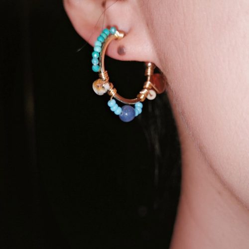 Chinoiserie NaturalStonesBeadedHoopEarrings4