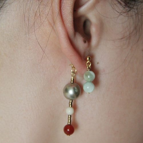 Chinoiserie OnyxBeadedAsymmetryDropEarrings3