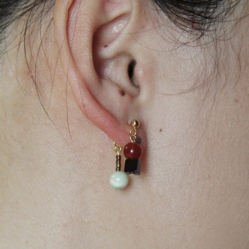 Chinoiserie OnyxBeadedAsymmetryDropEarrings5