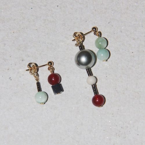 Chinoiserie OnyxBeadedAsymmetryDropEarrings6