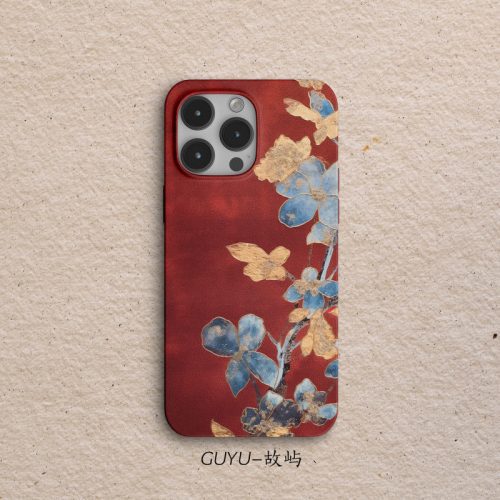 Chinoiserie PalaceFlowersPrintedRedPhoneCase3