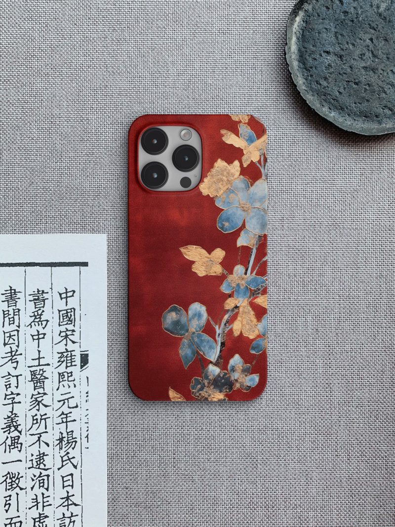 Chinoiserie PalaceFlowersPrintedRedPhoneCase4