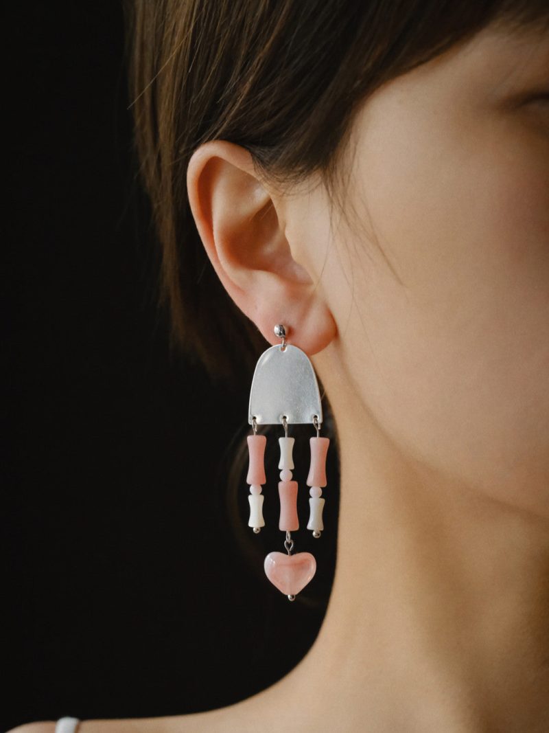 Chinoiserie PinkBambooBeadedTasselEarrings2