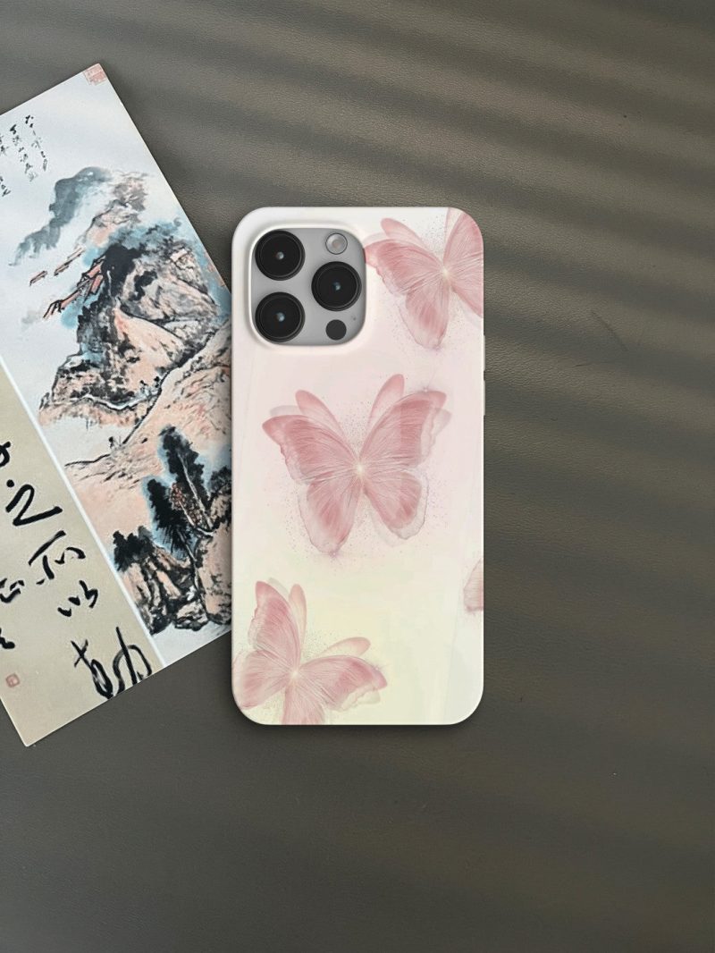 Chinoiserie PinkButterflyPrintedPhoneCase1