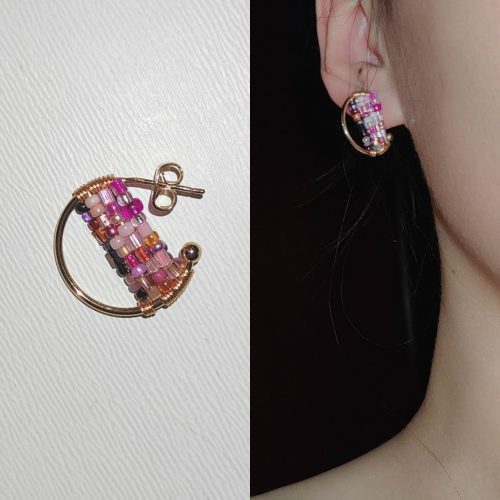 Chinoiserie PinkColoredGlazeBeadedEarrings1