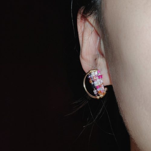 Chinoiserie PinkColoredGlazeBeadedEarrings3