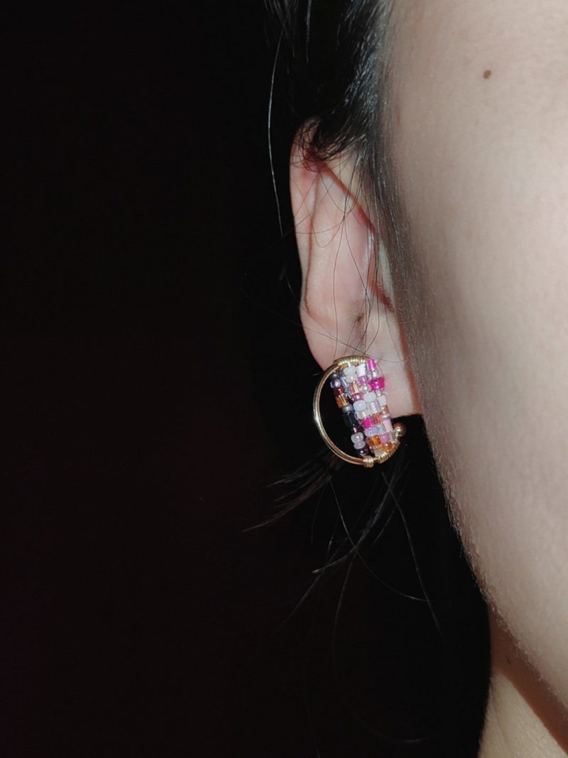 Chinoiserie PinkColoredGlazeBeadedEarrings3